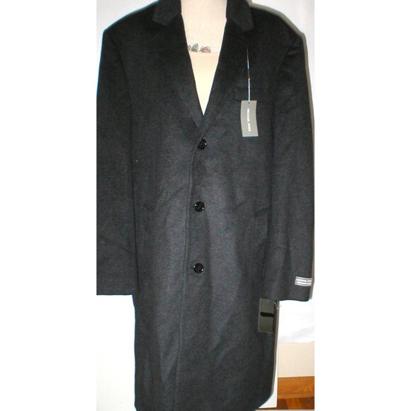 New NWT 46L 46 Long L Mens Over Coat Michael Kors Wool Cashmere Dark Gray Heathe - Picture 10 of 12